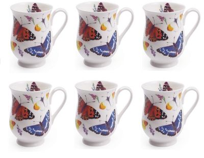 Image showing  Eleanor Mug - Butterfly Garden Set of 6 Bone China Ceramic Made in England
