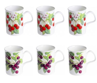 Roy Kirkham Lancaster Mug - Cherry Set of 6 Bone China Ceramic Made in England