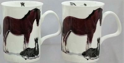 Image showing  Lancaster Mug - Horses Set of 6 Bone China Ceramic Made in England