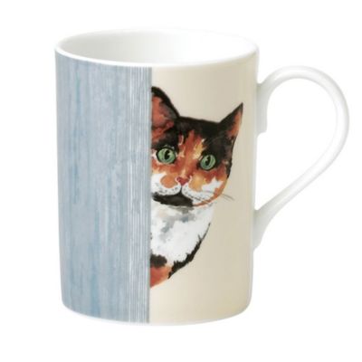 Image showing  LUCY MUG-CAT THROUGH THE DOOR, Set of 6 Bone China Ceramic Made in England