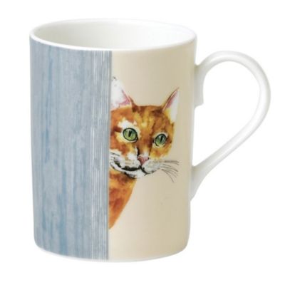 Image showing  LUCY MUG-CAT THROUGH THE DOOR, Set of 6 Bone China Ceramic Made in England