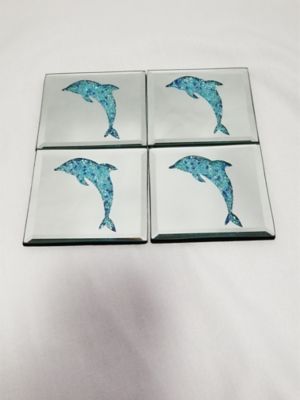 Image showing  Blue Dolphin Mirror Coaster, Set of 4