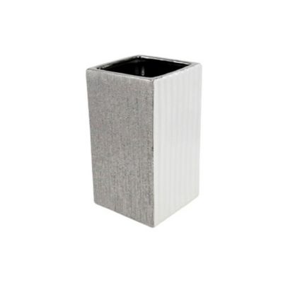 Image showing  Silver Ceramic Square Vase 5x5x8