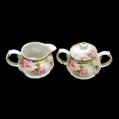 Image showing  Roses/Floral Design Sugar & Creamer Bowl Set New Bone China