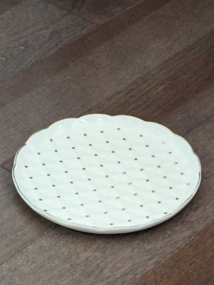 Image showing  7.5 in. Round Plate with Gold Polka Dot