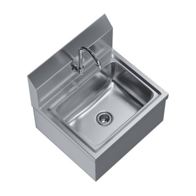 Image showing 7 th AmGood Stainless Steel Hands Free Wall Mounted Hand Sink with Double Knee Valves and Faucet