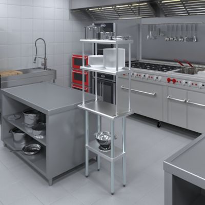 Image showing 6 th AmGood Stainless Steel Double Deck Over Shelf, TDOS-1424