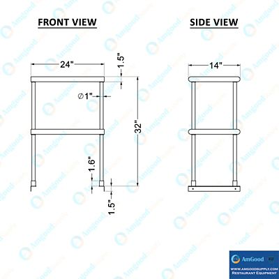 Image showing 8 th AmGood Stainless Steel Double Deck Over Shelf, TDOS-1424