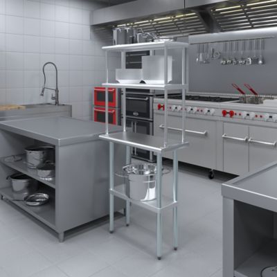 Image showing 6 th AmGood Stainless Steel Double Deck Over Shelf, TDOS-1430