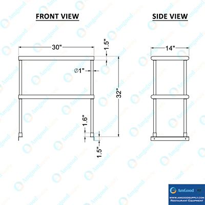 Image showing 8 th AmGood Stainless Steel Double Deck Over Shelf, TDOS-1430