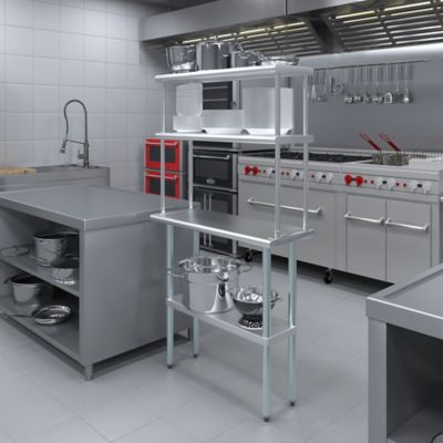 Image showing 6 th AmGood Stainless Steel Double Deck Over Shelf, TDOS-1436
