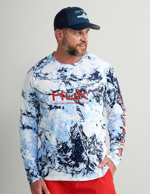 Huk Men's Pursuit MoShort Sleevey Oak Printed Long Sleeve Crew