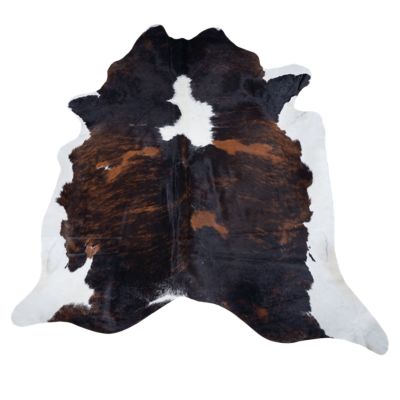 Image showing  Genuine Cowhide Rug, Dark Brindle White Belly/Spine