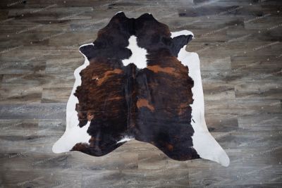Image showing  Genuine Cowhide Rug, Dark Brindle White Belly/Spine