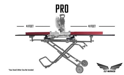 Red House Tools EZ-Wings Pro Unit, 8 ft. of Universal Miter Saw Material Support, 54 in. Carrying Bag,& 2-36 in. Back Fences