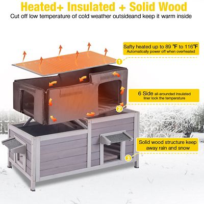 Image showing  AIR93-IN-HP Heated Insulated Cat House with Heated Pad Removable Soft Liner