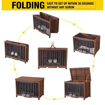 Image showing  AIR100-B Wooden Dog Crate with Folding Design, Strong Iron Frame Dog House