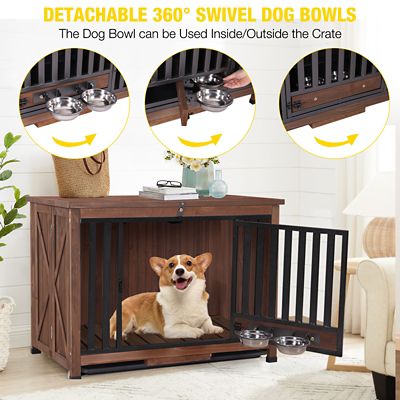 Image showing  AIR100-B Wooden Dog Crate with Folding Design, Strong Iron Frame Dog House