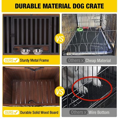 Image showing  AIR100-B Wooden Dog Crate with Folding Design, Strong Iron Frame Dog House