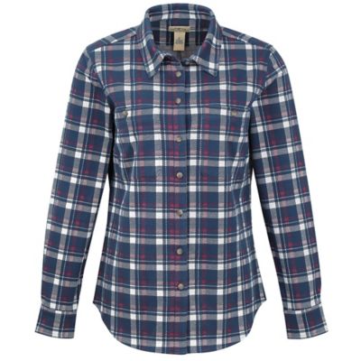 Image showing 0 th Blue Mountain Women's Cozy Knit Flannel Button-Down Shirt