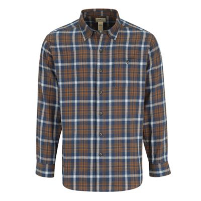 Blue Mountain Men's Long-Sleeve Button-Down Plaid Flannel Shirt