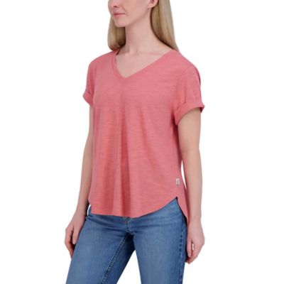 Image showing  Women's Slub Shirttail Hem V-Neck Short-Sleeve T-Shirt
