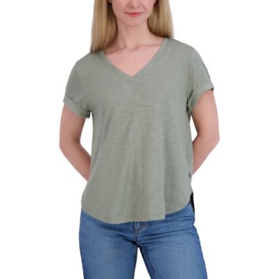 Image showing 0 th Eddie Bauer Women's Slub Shirttail Hem V-Neck Short-Sleeve T-Shirt