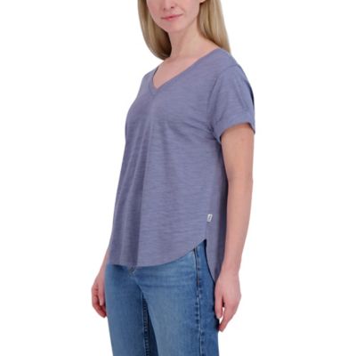 Image showing  Women's Slub Shirttail Hem V-Neck Short-Sleeve T-Shirt