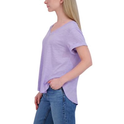 Image showing  Women's Slub Shirttail Hem V-Neck Short-Sleeve T-Shirt