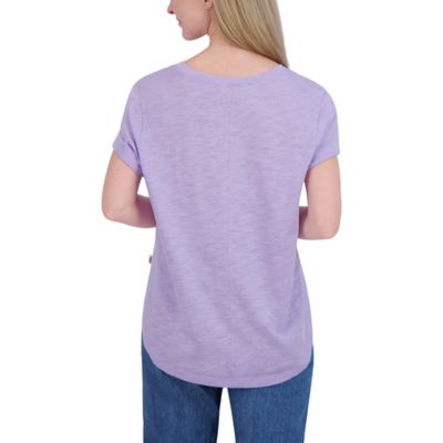 Image showing  Women's Slub Shirttail Hem V-Neck Short-Sleeve T-Shirt