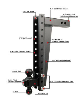 Image showing  2.5 in. Heavy Duty 18 in. Drop/Rise Hitch, Rated up to 22,000 lbs.