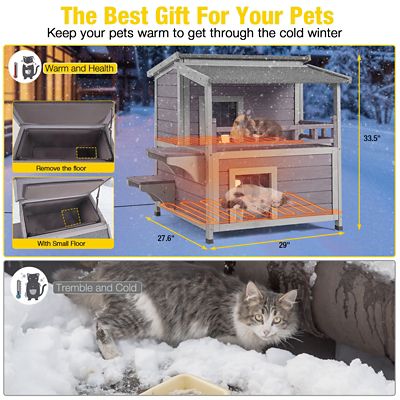 Image showing 5 th Aivituvin AIR33-IN-HP 2-Story Outdoor Heated Cat House with Adjustable Heating Pad Insulation Liner