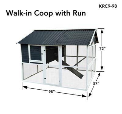 Image showing  Wooden Walk-in Coop with Run 98L x 57W x 72H in.