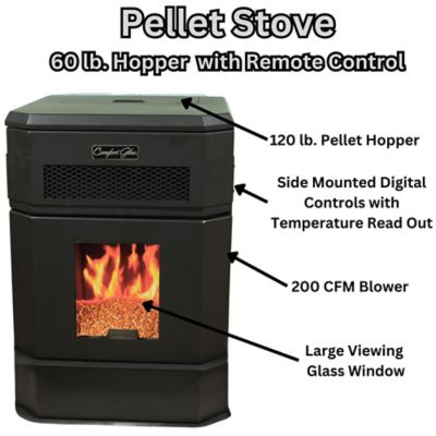 Image showing 8 th Comfort Glow 2800 sq. ft. Freestanding Pellet Stove with Blower and Remote, 120 lb. Hopper Size, CGPS2200