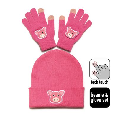 Image showing David and Young Kids' Pig Glove and Hat Set