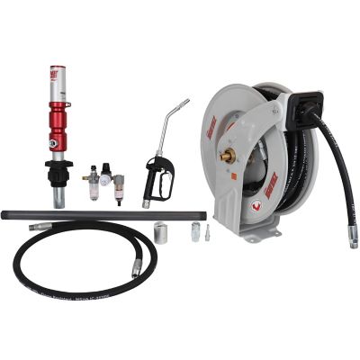 Zeeline by Milton 55 gal. Pneumatic 3:1 Premium Series Pump Kit with Reel and Nozzle, 6.6 GPM