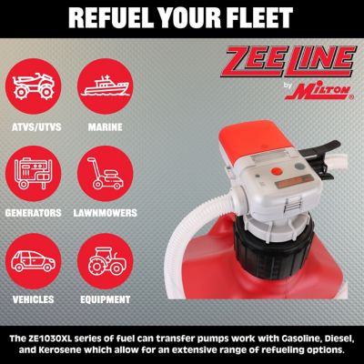 Image showing 6 th Zeeline by Milton AA Battery Powered Fuel Can Transfer Pump for Racing Fuel Cans-Red