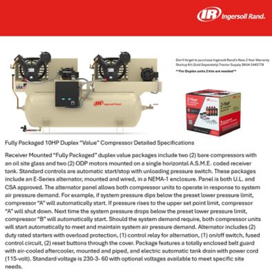 Image showing  2-2545E10-P Duplex 10HP 120 Gallon 200-3-60 Air Compressor