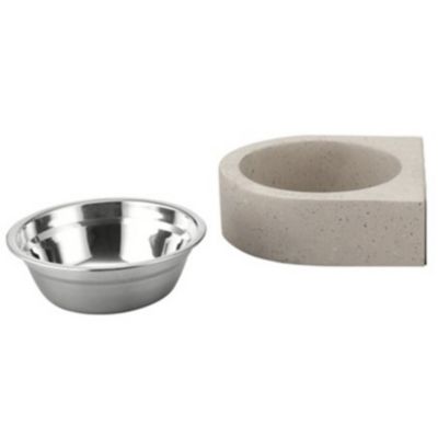 Image showing  30 oz. Stainless Steel Pet Bowl with Concrete Holder, Assorted