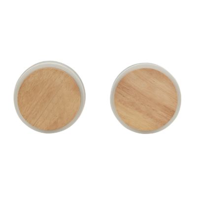 Image showing 5 th Retriever 15 oz. Linen Texture Small Ceramic Pet Bowl with Wood Base, Assorted