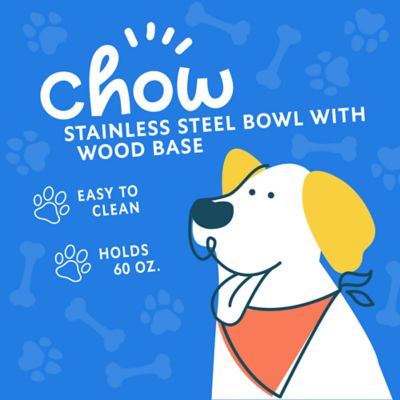 Image showing  60 oz. Wooden Pet Bowl with Stainless Steel Insert
