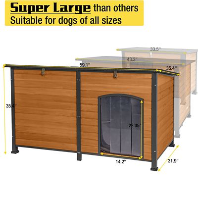 Image showing 6 th Aivituvin Extra Large Heated Outdoor Wooden Dog House