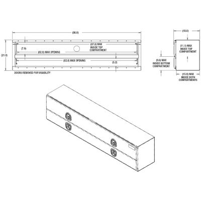Image showing  21 in. x 18 in. x 88 in. Diamond Tread Aluminum Flatbed Contractor Box with Lower Door