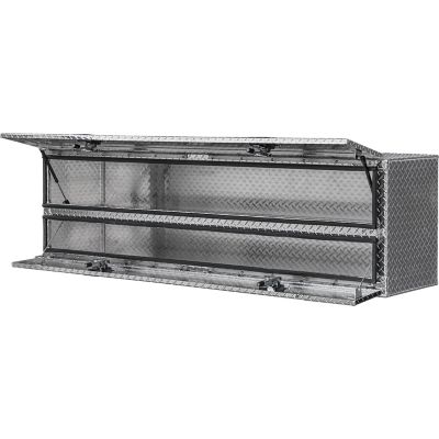 Image showing  21 in. x 18 in. x 88 in. Diamond Tread Aluminum Flatbed Contractor Box with Lower Door