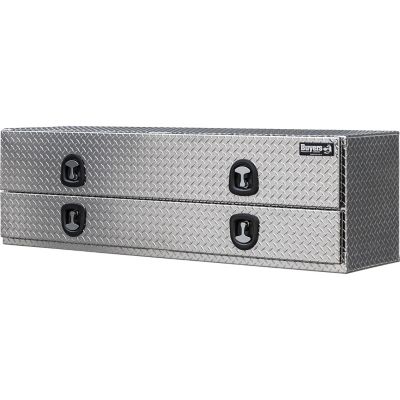 Image showing 8 th Buyers Products 21 in. x 18 in. x 88 in. Diamond Tread Aluminum Flatbed Contractor Box with Lower Door