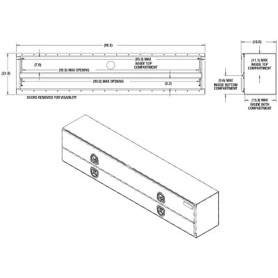 Image showing  21 x 18 x 96in. Diamond Tread Aluminum Flatbed Contractor Box with Lower Door