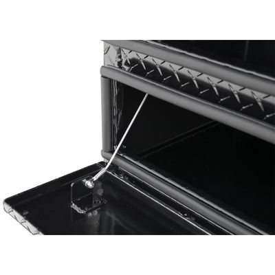 Image showing  21 x 18 x 88in. Gloss Black Diamond Tread Aluminum Flatbed Contractor Box with Lower Door
