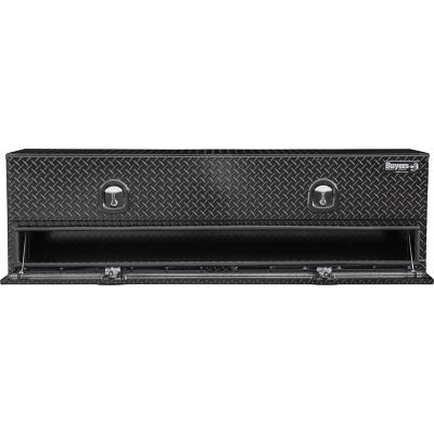 Image showing 6 th Buyers Products 21 x 18 x 88in. Gloss Black Diamond Tread Aluminum Flatbed Contractor Box with Lower Door