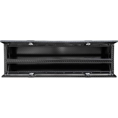 Image showing 7 th Buyers Products 21 x 18 x 88in. Gloss Black Diamond Tread Aluminum Flatbed Contractor Box with Lower Door