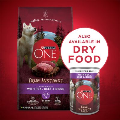 Image showing 7 th Purina ONE True Instinct Tender Cuts in Gravy Real Beef and Bison Wet Dog Food, 13 oz.